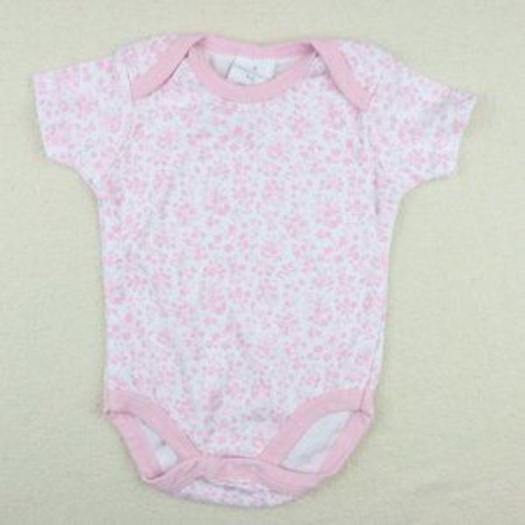 Baby Laura Ashley Bodysuit Size 3-6 Month Infant Girls Pink Floral Snap Romper